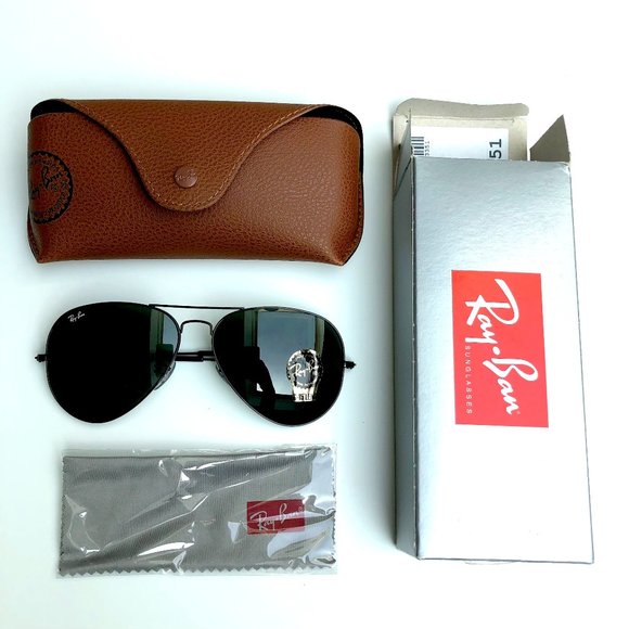 Black Gloss Ray-Ban Aviator Sunglasses - Never Worn main image 4
